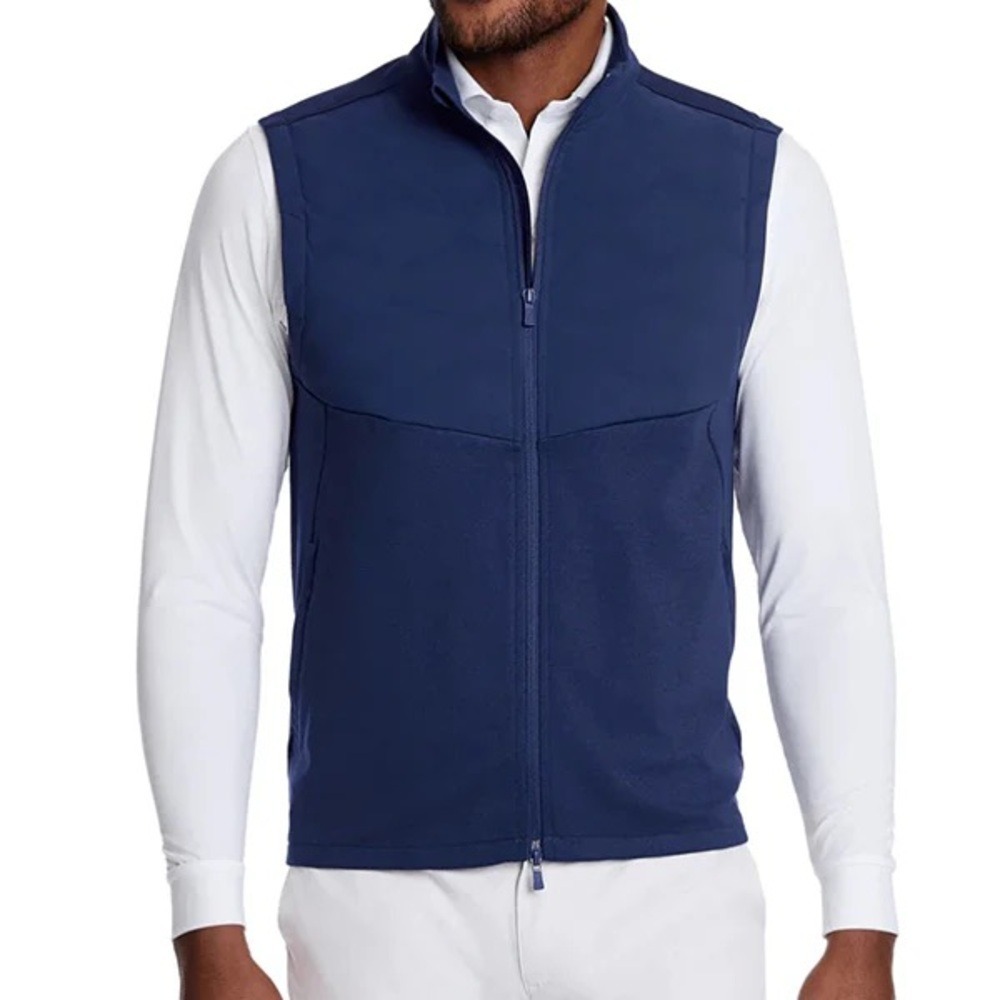 Holderness & Bourne The Morris Vest Navy EMBROIDERED Olympic Club XL Golf Luxury